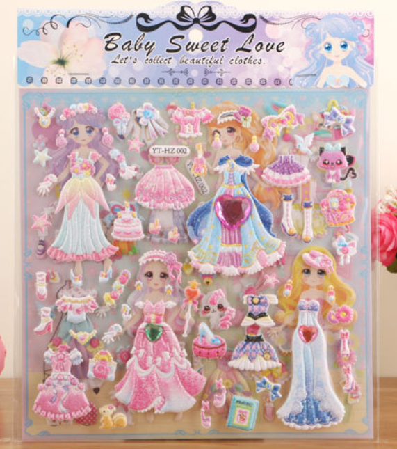 Sticker nổi Baby Sweet Love váy công chúa dễ thương - Set 2 miếng (Giao hình ngẫu nhiên)