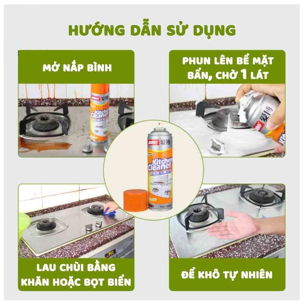 Chai Xịt Tẩy Rửa Bếp Kitchen Cleaner Tẩy Sạch Vết Bẩn Mùi Thơm Dễ Chịu, Bình xịt vệ sinh bếp bọt tuyết đa năng