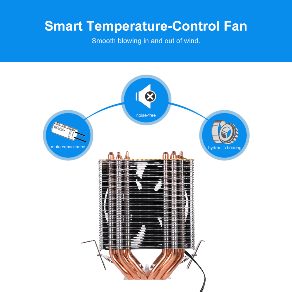Quạt Tản Nhiệt CPU Thủy Lực Cho Intel Core Amd Sempron, Xanh Lam