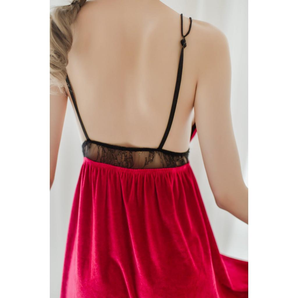 Váy ngủ nhung đẹp - Đầm ngủ gợi cảm cao cấp MS: 566