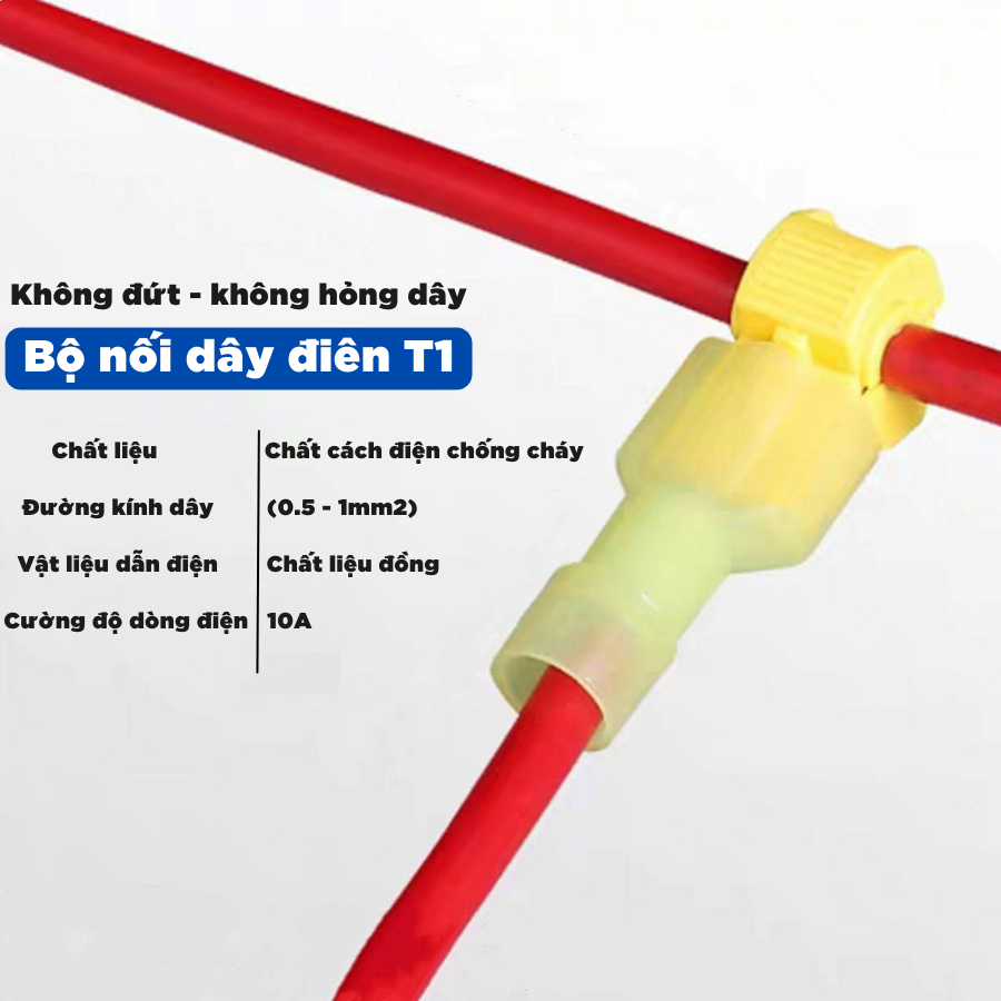 Combo Cút nối dây điện chữ T, bộ cút nối điện phân nhánh chữ T giúp phân nhánh dây điện tiện lợi dễ dàng - Huy Tưởng