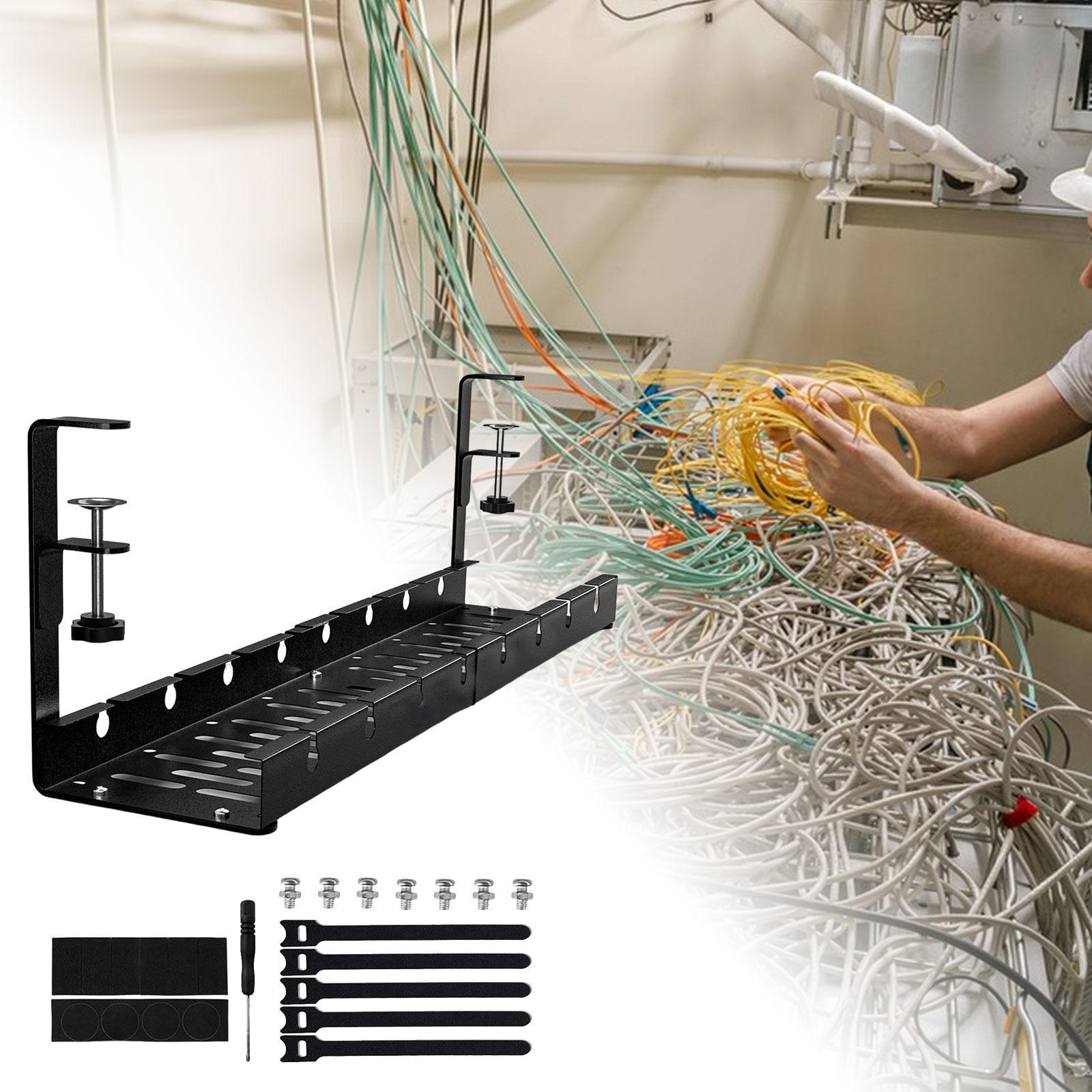 Under Desk Cable Organizer Sturdy Desk Cable Tray for Bedrooms Restaurants
