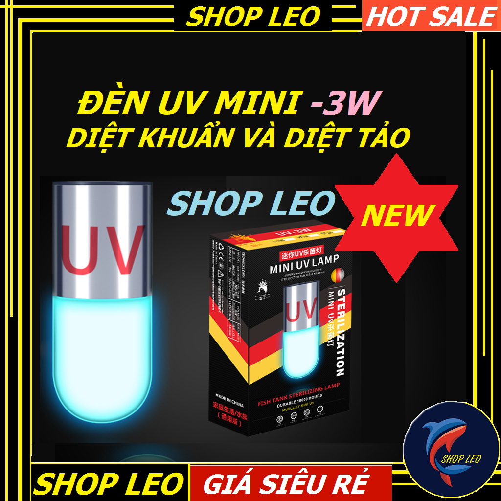 Đèn UV Mini diệt khuẩn và diệt tảo cao cấp - Đèn UV mini cho hồ cá cảnh - bể thủy sinh giúp diệt khuẩn và tảo -shopleo