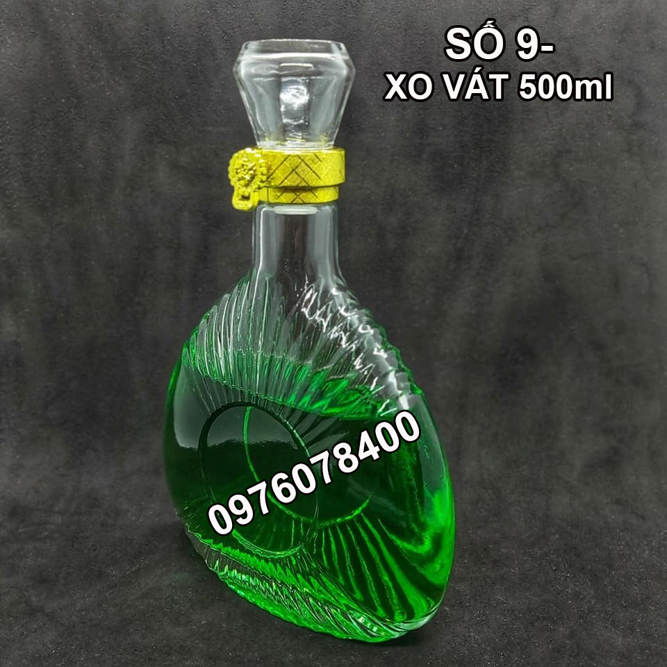 Bình Rượu Thủy Tinh Cao Cấp 500ml. Mẫu XO Có Khóa Vàng