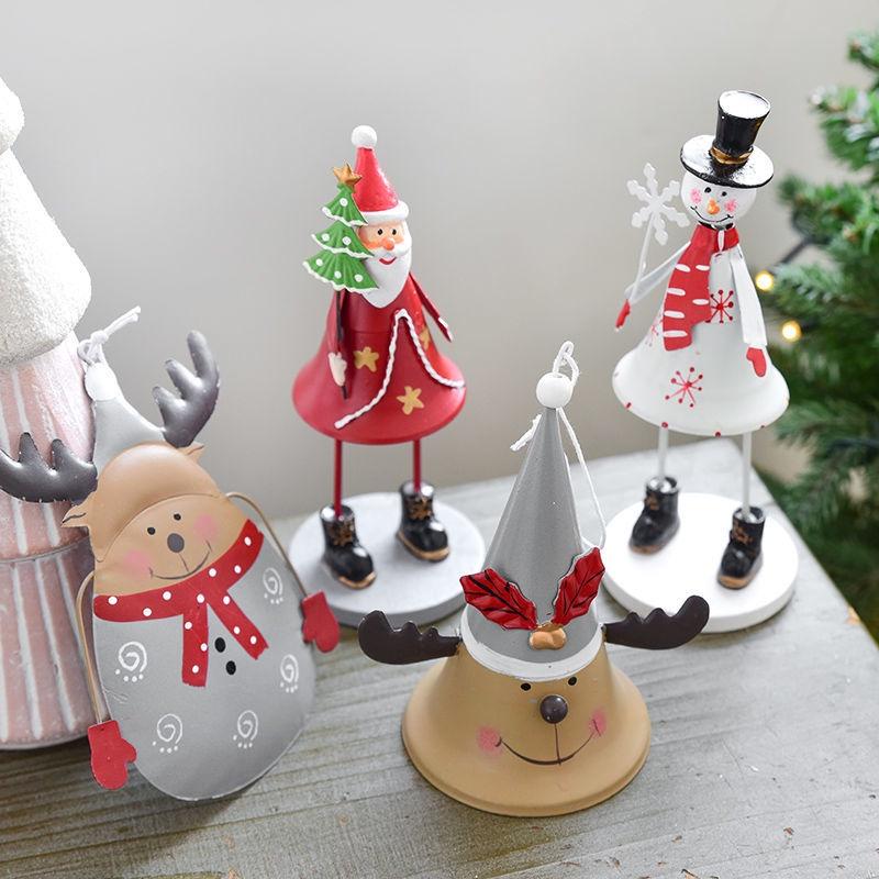 Chuông sắt để bàn hình ông già noel và tuần lộc trang trí cây thông giáng sinh