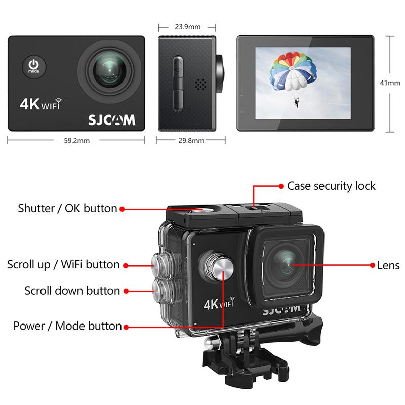 Máy ảnh hành động SJCAM SJ4000 AIR 4K 30PFS 1080p 4X Zoom WiFi Motorcycle Xe đạp Mũ bảo hiểm máy ảnh hành động Video Sports Video Sports Video