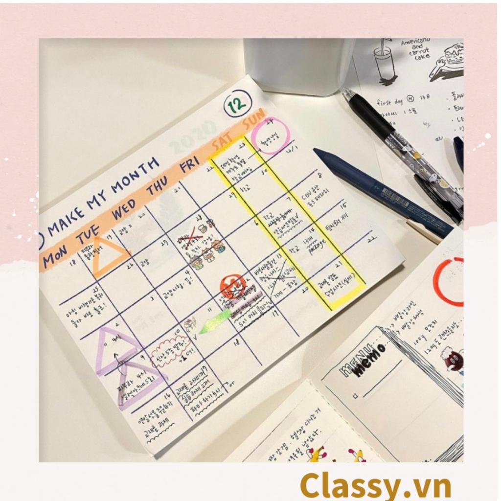 DAILY PLANNNER Classy lên kế hoạch trong tuần, hàng ngày lên lịch trình, ghi chú ngày lễ quan trọng PK1327