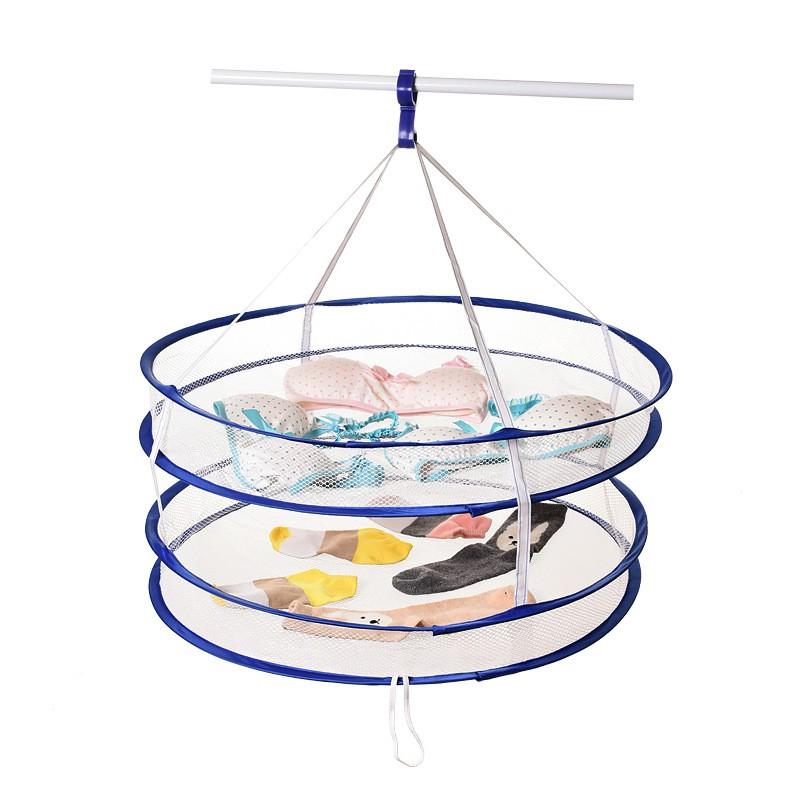 Giỏ treo phơi tất và đồ lót 2 tầng bằng vải lưới có thể gấp gọn