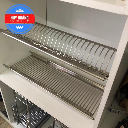 Giá Úp Bát Đĩa Chữ V 2 Tầng INOX 304 Nan Dẹt Chính Hãng