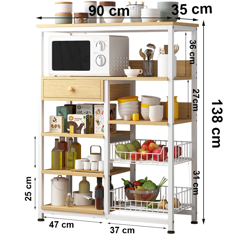 Kệ tủ để lò vi sóng 195 loại mặt gỗ lõi xanh phủ melamine chống nước, khung thép sơn tĩnh điện chống gỉ và bong tróc, loại tốt chịu lực cao