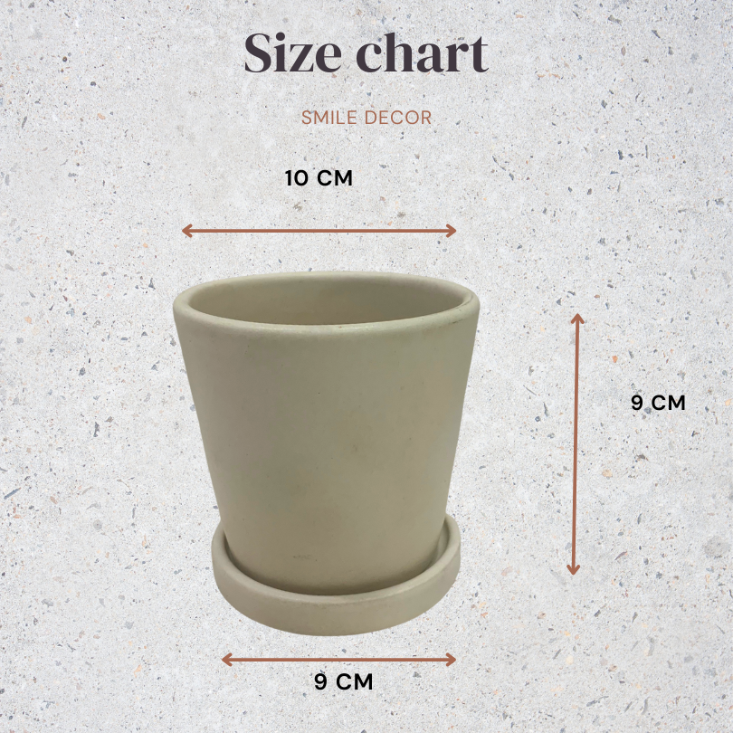 Chậu gốm sứ mini Smile Decor trồng cây trong nhà, sân vườn kèm đĩa