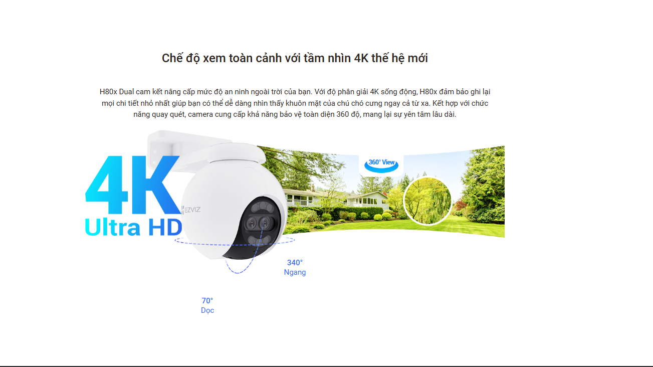 Camera WiFi quay quét EZVIZ H80x Dual 4K 8MP - hàng chính hãng