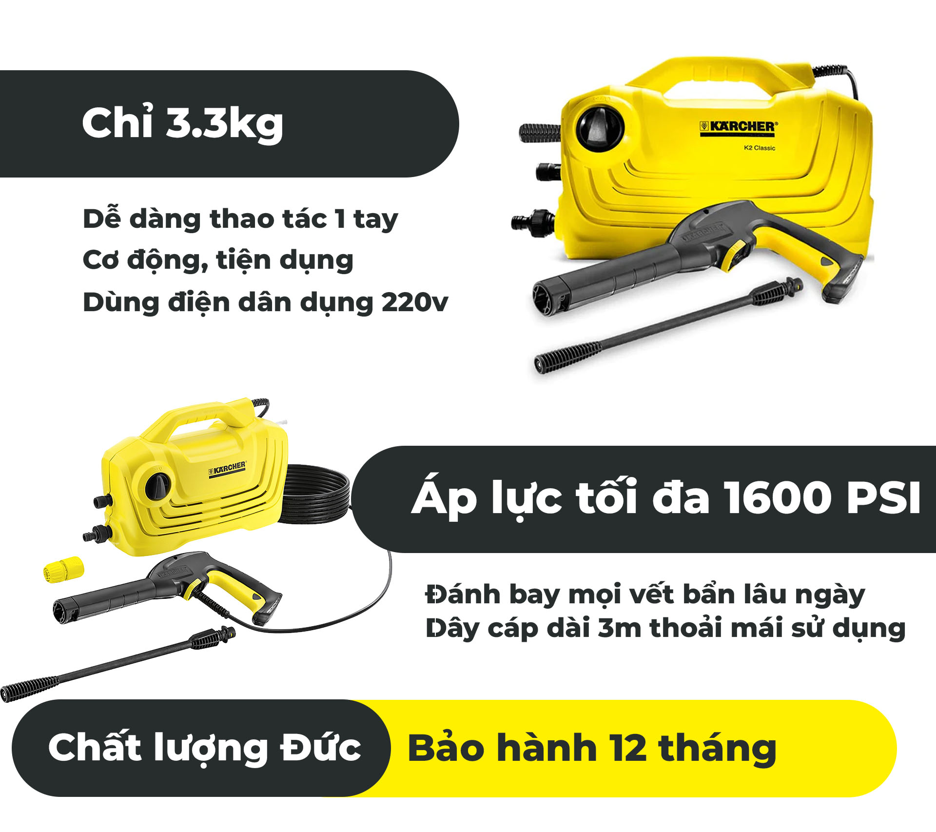 Máy xịt rửa Karcher K2 Classic 1400W