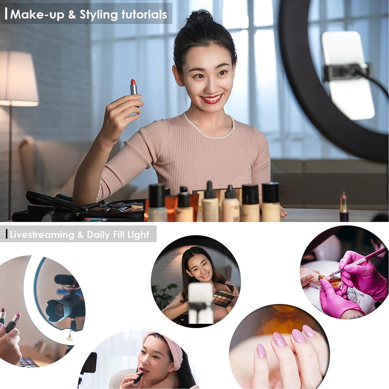 Đèn LED vòng 10 cấp có thể thay đổi màu để bàn chụp ảnh tự sướng với Đường kính 8,6 inch / 22cm 3000-6000K