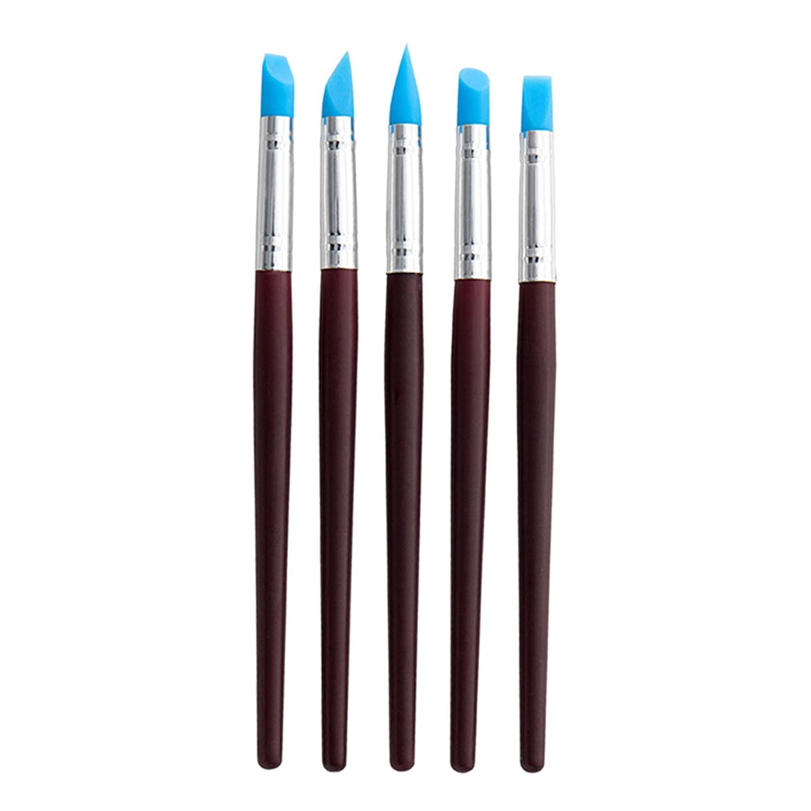 5x Polymer Clay Tools, Silicone Polymer Clay Sculpting Tools, Rubber Tip Paint Brushes Set Pottery Clay Tools for Decorating Carving Polymer