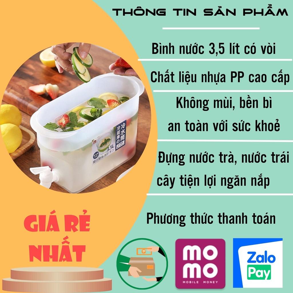  Bình nước 3.5L có vòi để trong tủ lạnh, an toàn với sức khỏe