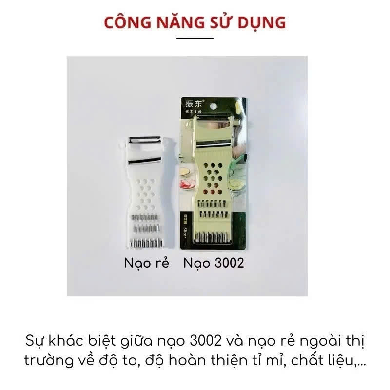 Nạo Rau Củ Quả Đa Năng 5in1 Loại Vỉ Xịn Loại 1, Lưỡi Răng Cưa Cán Nhựa Dùng Gọt Vỏ, Tạo Hình Rau Củ 3002 - HÀNG CHÍNH HÃNG MINIIN