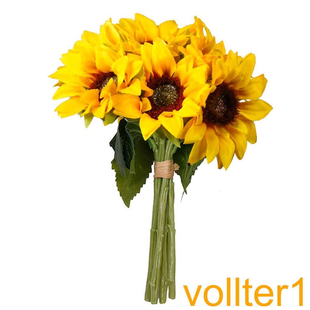 6 Pcs/bundle Artificial Sunflower Simulation Flower Floral Decor Home Office Fake Sunflower【vollter1】