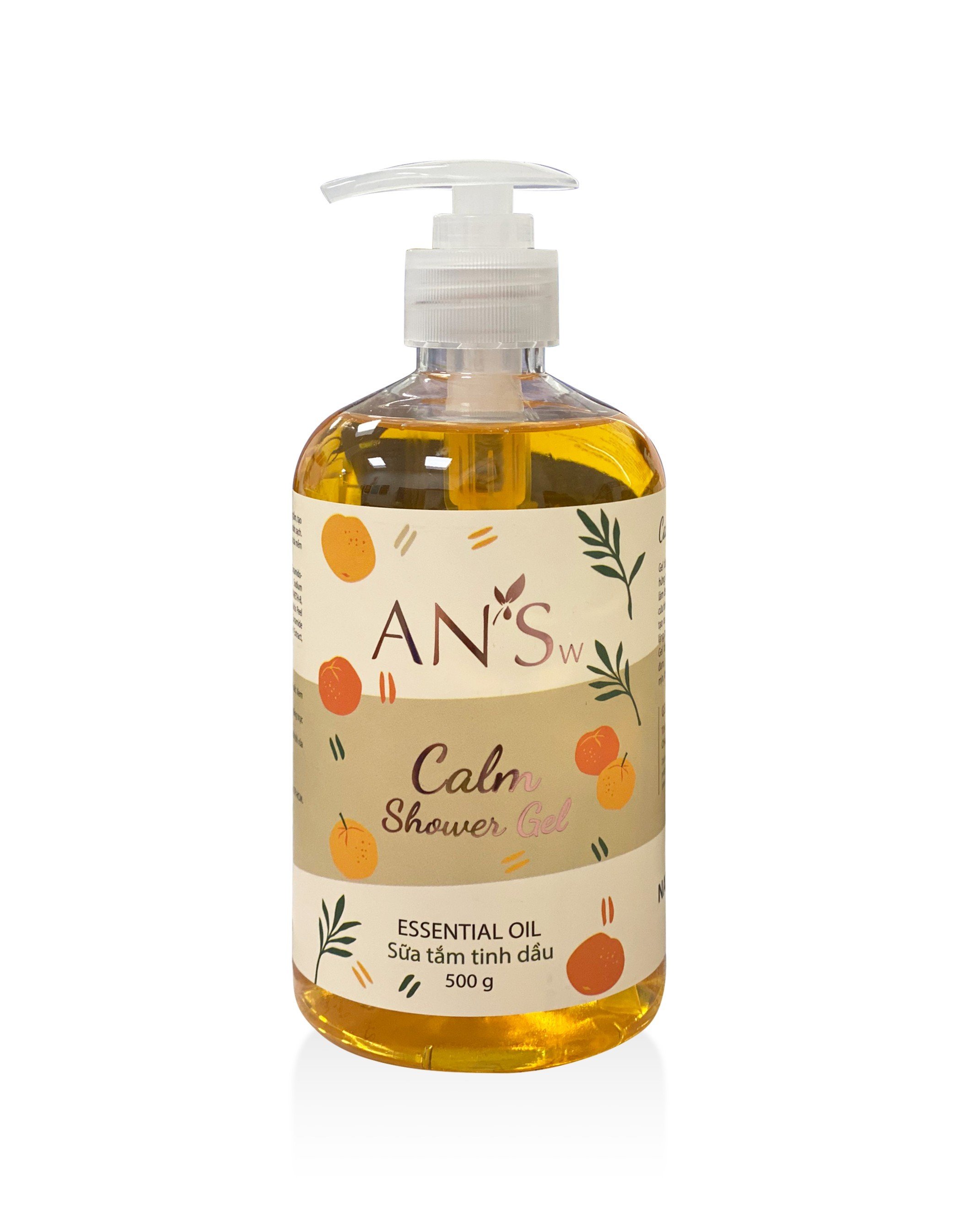 Shower gel Calm 500g AN'Sw (Gel tắm tinh dầu Quế và Cam Ngọt)