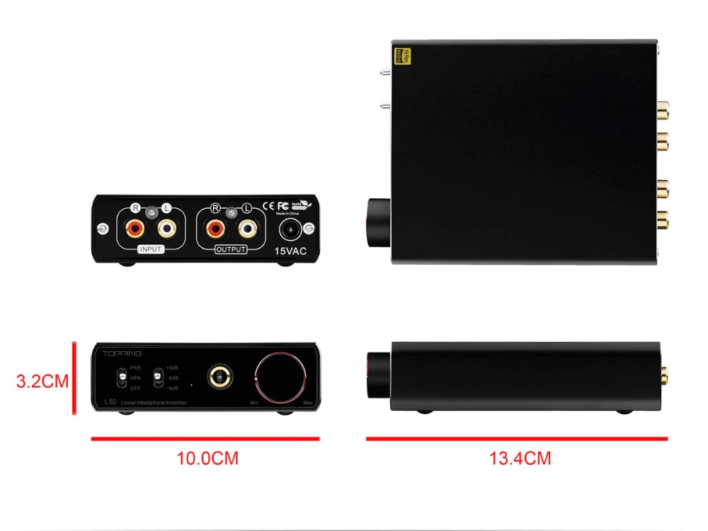 TOPPING L30 Headphone Amplifier 6.35MM NFCA HiFi RCA Hi-Res pre-amp preamplifier for E30 DAC - Hàng Chính Hãng