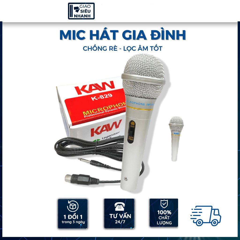 Mic hát gia đình, Micro Karaoke KAW K-829 Phiên Bản Mới Loại Cao Cấp Chuyên Chống Hú, Chống Rè, Lọc Âm Siêu Chuẩn