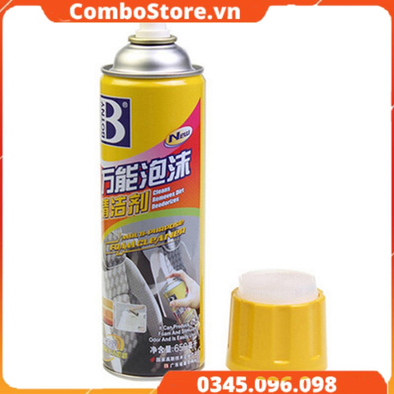 Chai xịt bọt bảo dưỡng da nội thất ô tô - Chai xịt bọt tẩy vệ sinh đa năng xe hơi - Botny 650ml