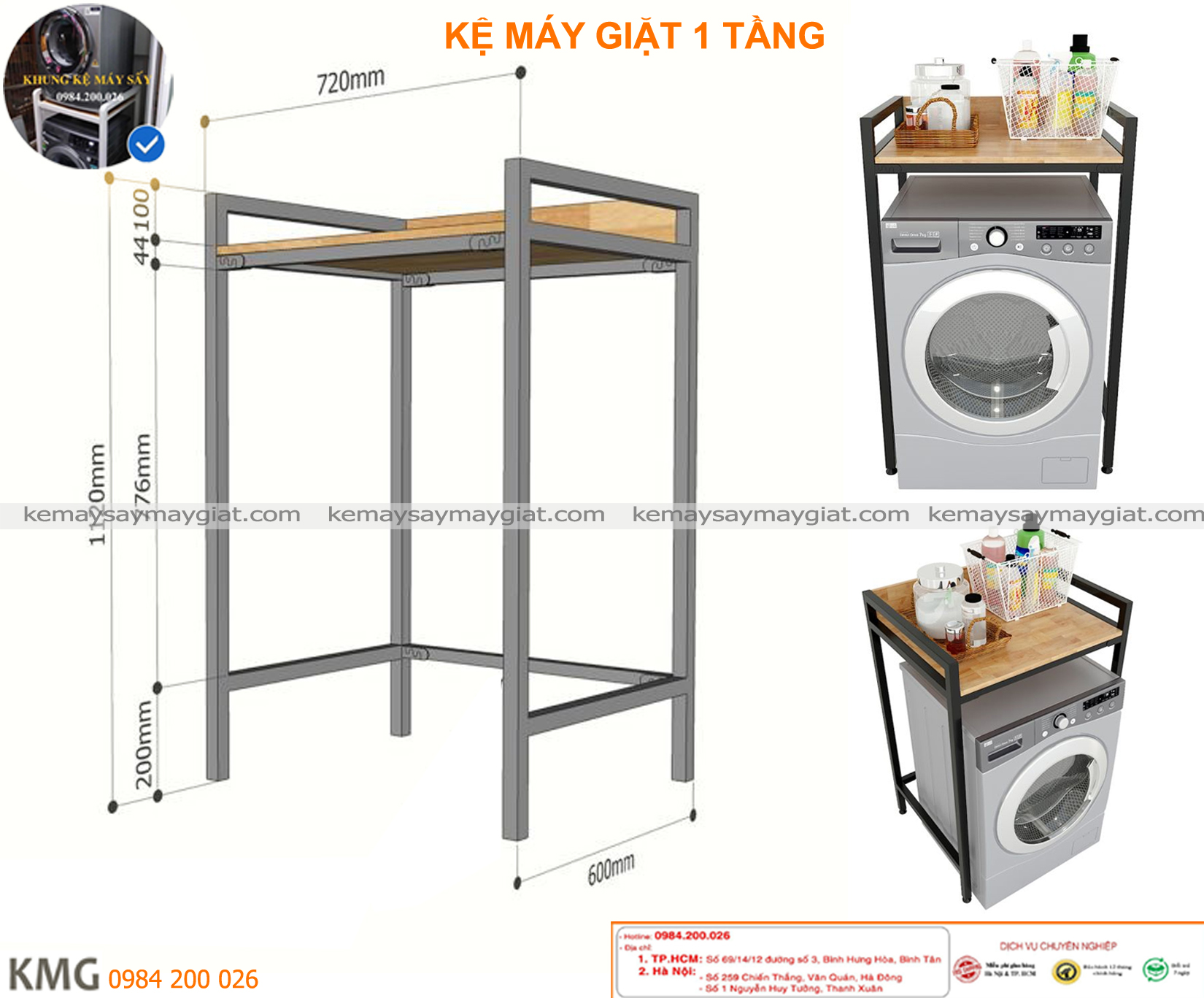 Kệ máy giặt 1 tầng - Giá kệ thông minh đa năng tiện dụng, sắp xếp đồ gọn gàng, tối ưu không gian phòng tắm, nhà bếp, ban công