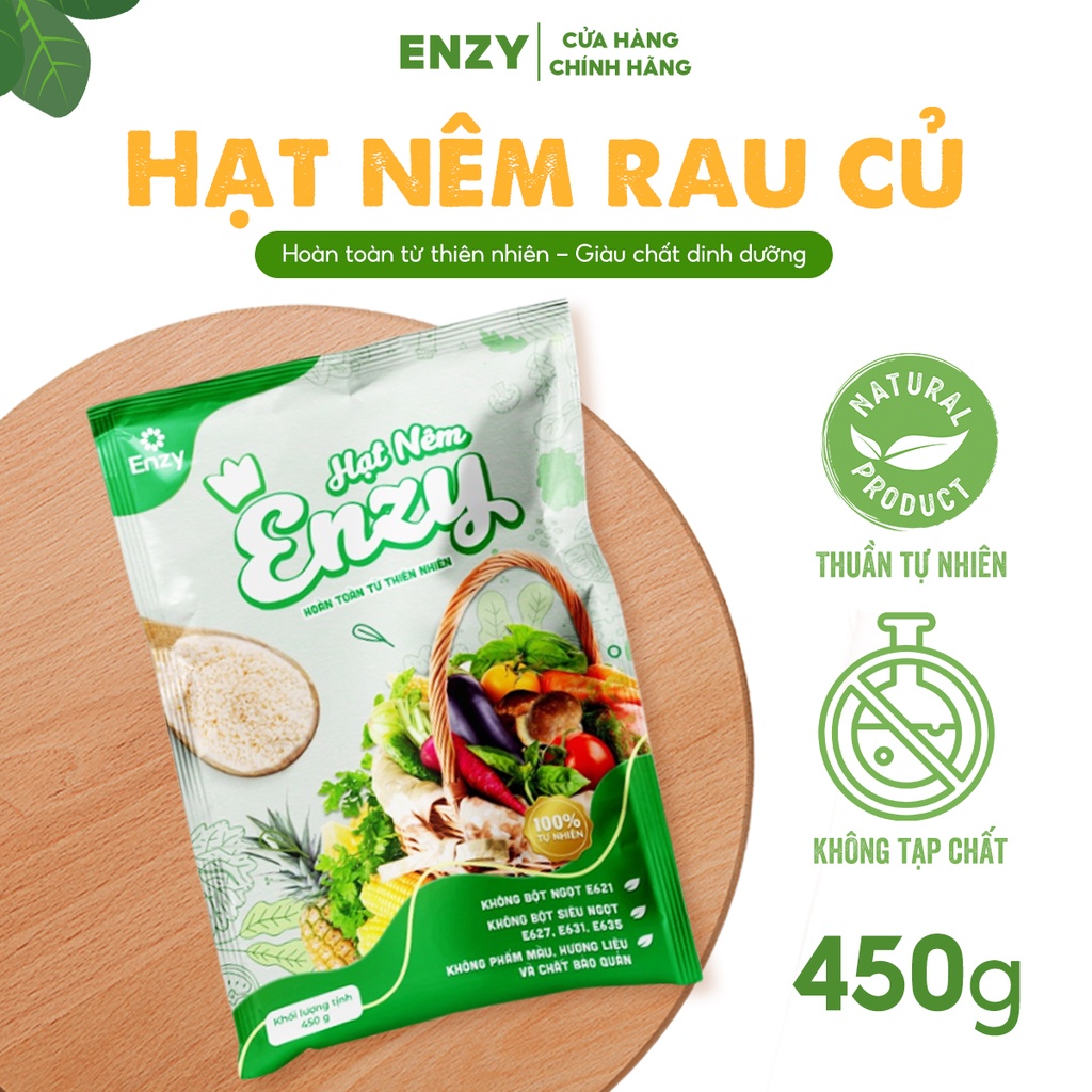 Hạt Nêm Chay Enzy, Hạt Nêm Rau Củ, Không Bột Ngọt, Rau Củ, Tự Nhiên, Chay Mặn Hợp Dùng, Gói 450g