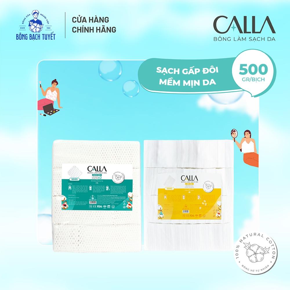 Combo 2 bịch Bông tẩy trang làm sạch da Bông Bạch Tuyết Calla Sạch Sâu và Mềm Mịn (500gr/bịch)