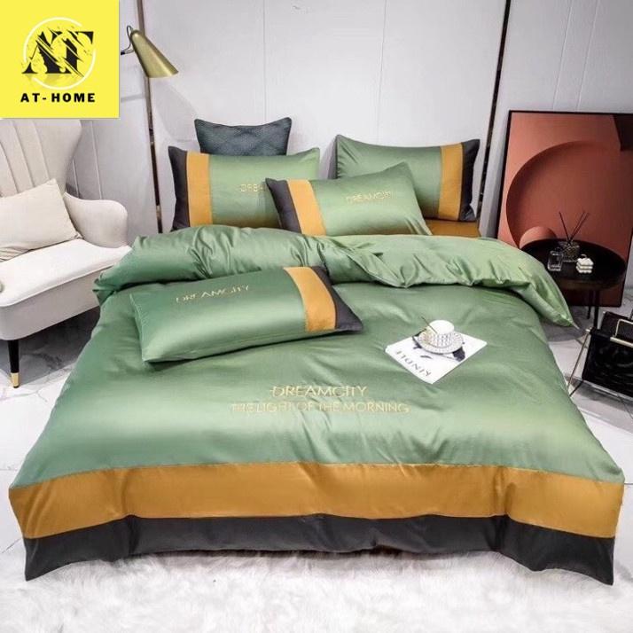 Bộ Chăn Ga Gối Lụa LAN PHAM BEDDING Đơn Giản Mà Cực Chất - Màu Xanh Lá