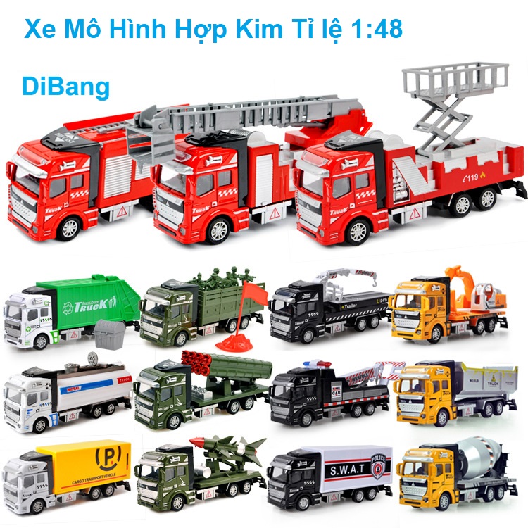 Xe Đồ Chơi Mô Hình Hợp Kim Xe Công Trình Xe Cứu Hỏa Xe Quân Sự Nhiều Loại Xe Siêu Bền Và Cứng Cáp Dành Cho Bé