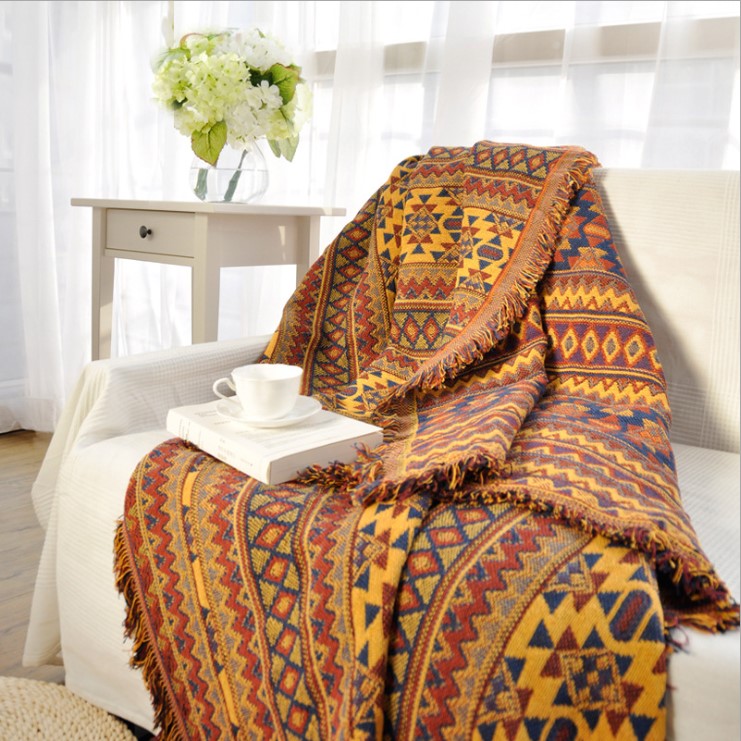 Khăn trải Sofa Vàng Thổ Cẩm  trang trí phong cách Bắc Âu