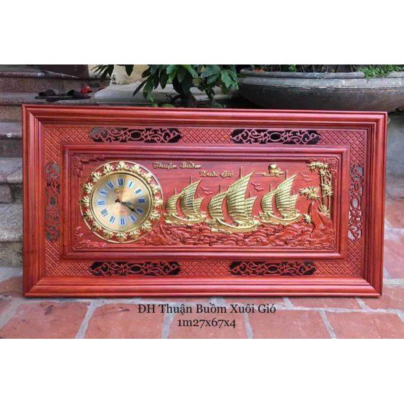 Tranh Thuận Buồm Xuôi Gió Gỗ Hương 127cmx67cmx5cm