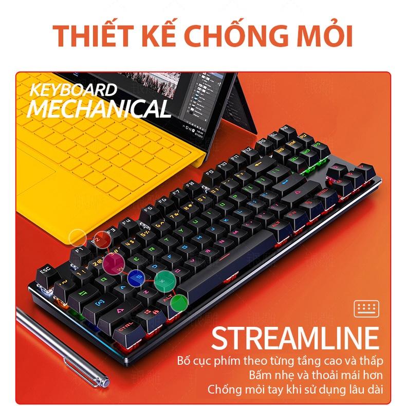 Bàn phím cơ Coputa bàn phím máy tính TKL gaming có dây Full LED RGB K400