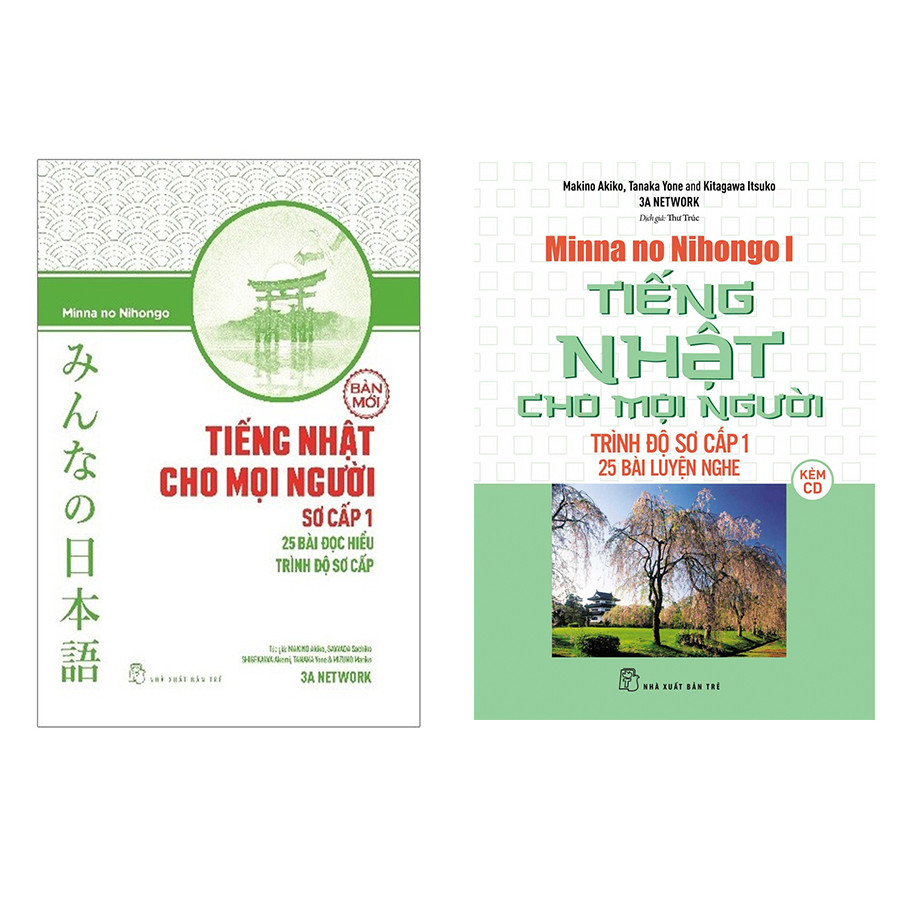 Combo 2 cuốn minna no nihongo 25 Bài Luyện Nghe +25 Bài Đọc Hiểu (Tiếng Nhật Sơ Cấp 1) Tặng sổ tay VDT
