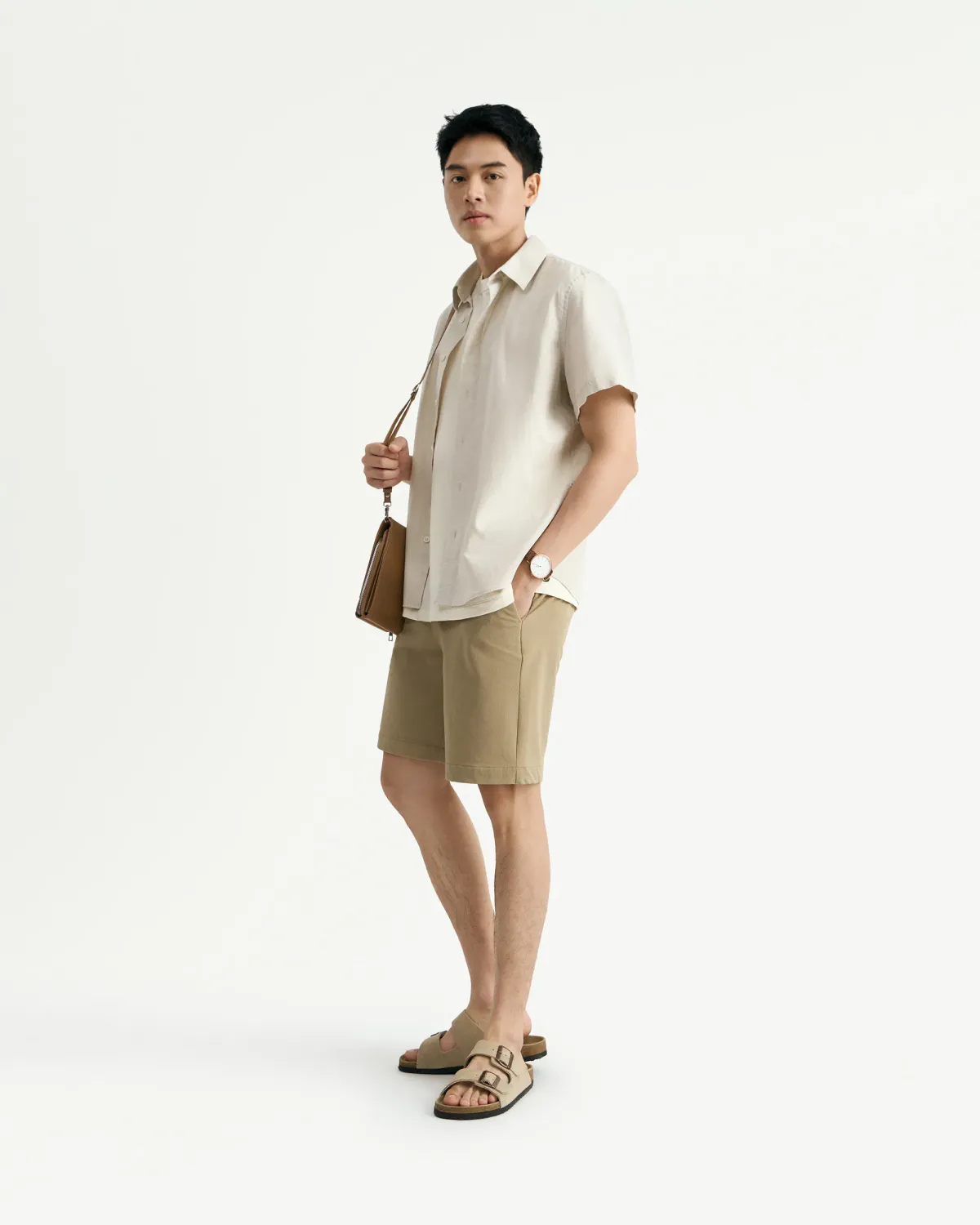 Áo sơ mi tay ngắn nam cotton linen Form Regular - RT 10S25SHS004 | ROUTINE CÀ MAU
