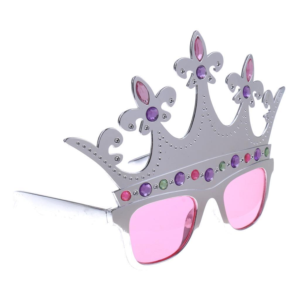 Fashion Gem Silver Crown Sunglasses Kids Adults Princess Xmas Birthday Tiara Eye Glasses Party Fancy Dress Photo Props