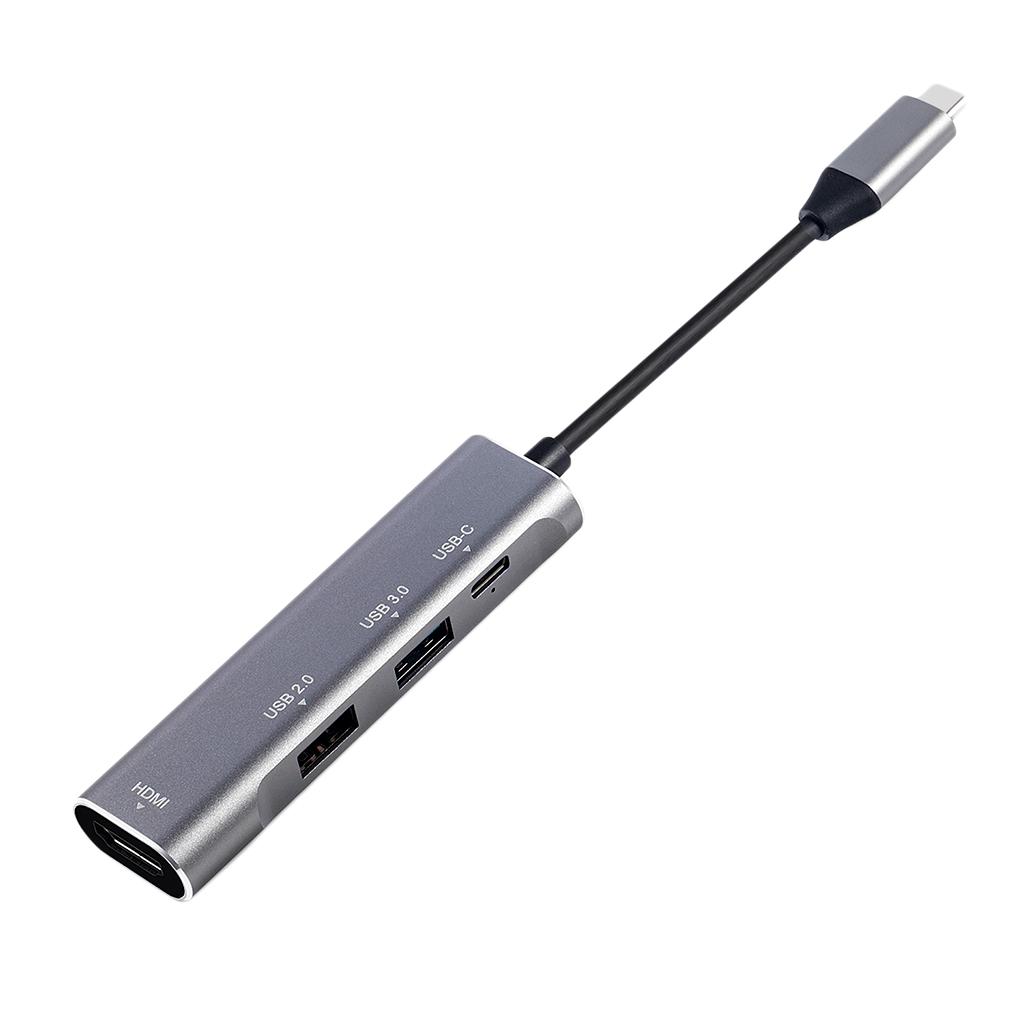 Grey USB C Hub Type C To 4K HDMI USB 3.0 2.0 PD Port Adapter For MacBook Pro