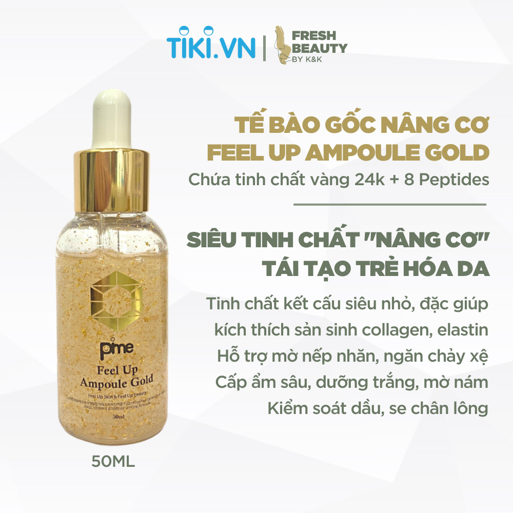 Tế bào gốc nâng cơ trẻ hóa Pime Feel Up Ampoule Gold dạng chai hỗ trợ giảm nám, mờ nhăn 50ml