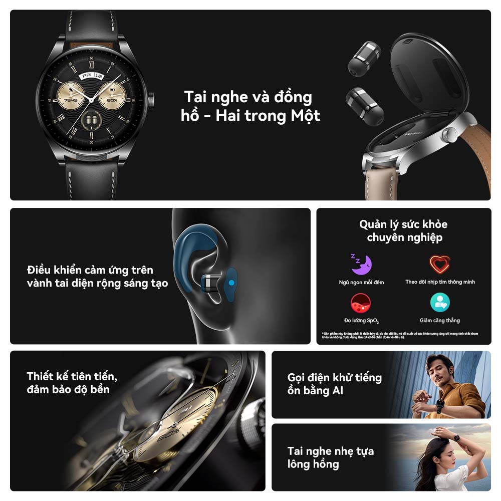 Đồng Hồ Thông Minh HUAWEI WATCH Buds |Tai Nghe và Đồng Hồ 2 trong 1 | Chống Ồn Cuộc Gọi AI | Theo Dõi Sức Khỏe Chuyên Nghiệp | Hàng Chính Hãng