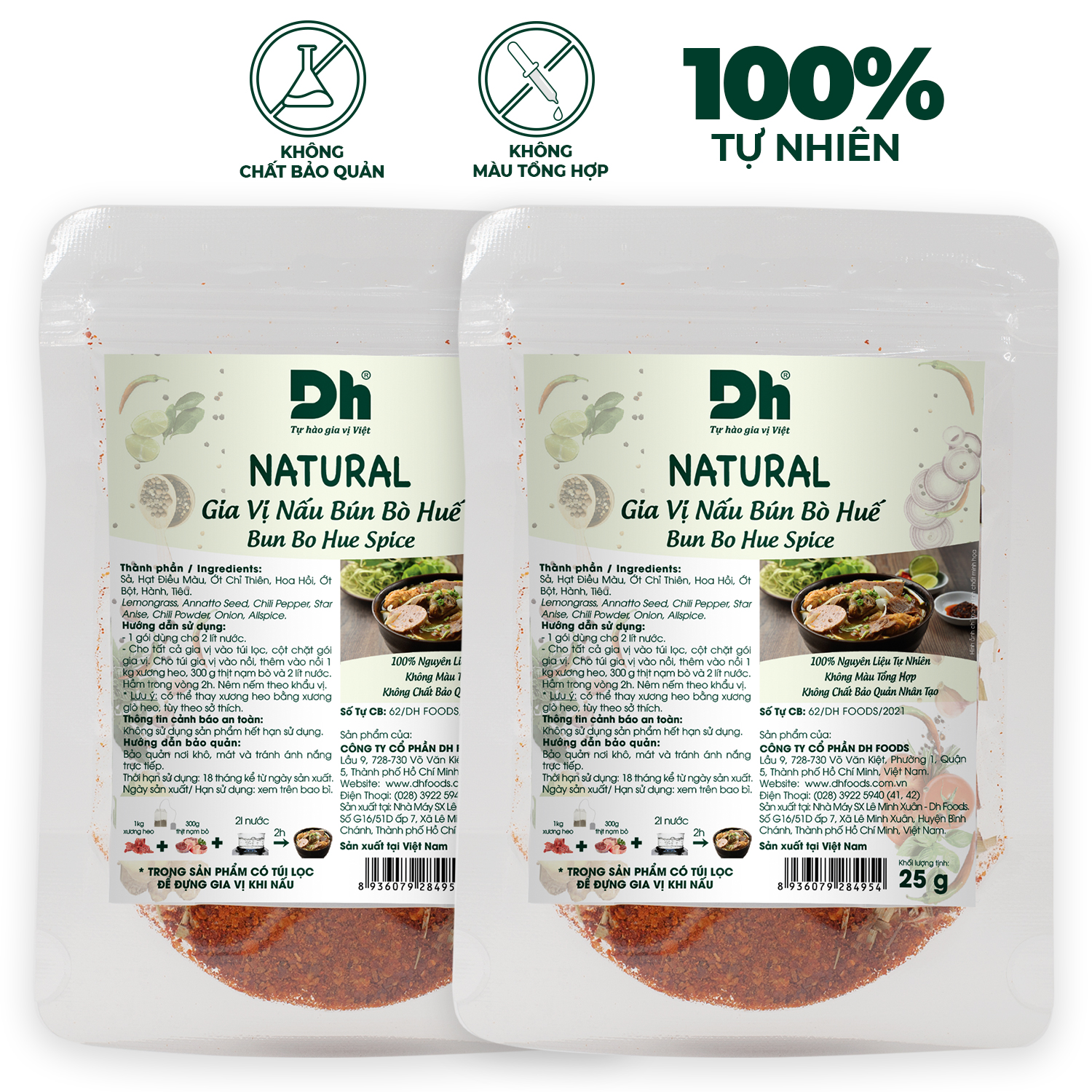 Combo 2 gói NATURAL Gia Vị Nấu Bún Bò Huế Dh Foods