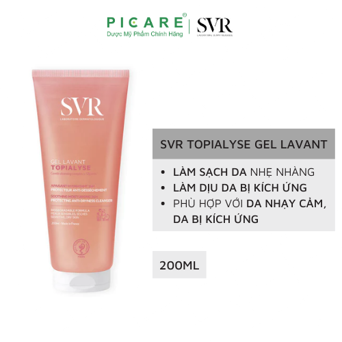 Sữa Rửa Mặt Làm Sạch Và Dưỡng Ẩm, Dành Cho Da Khô, Nhạy Cảm Svr Topialyse Gel Lavant 200Ml