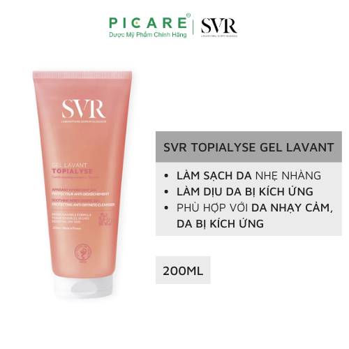 Sữa Rửa Mặt Làm Sạch Và Dưỡng Ẩm, Dành Cho Da Khô, Nhạy Cảm SVR Topialyse Gel Lavant 200ml