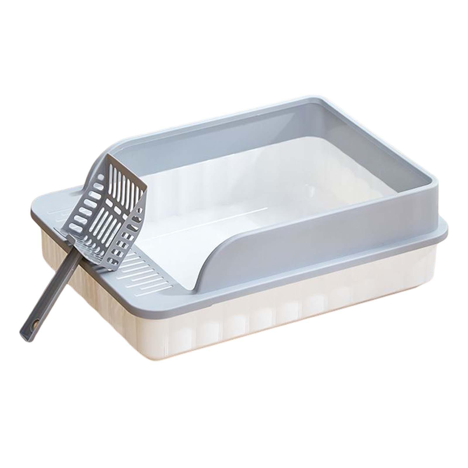 Semi Closed Cat Litter Box Durable Pet Litter Tray Cat Toilet Litter Pan
