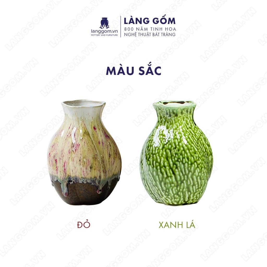 Bình hoa, lọ hoa Gốm sứ Bát Tràng cao cấp Men chảy dáng xoắn lượn to dùng làm quà tặng, trang trí - Làng Gốm Bát Tràng