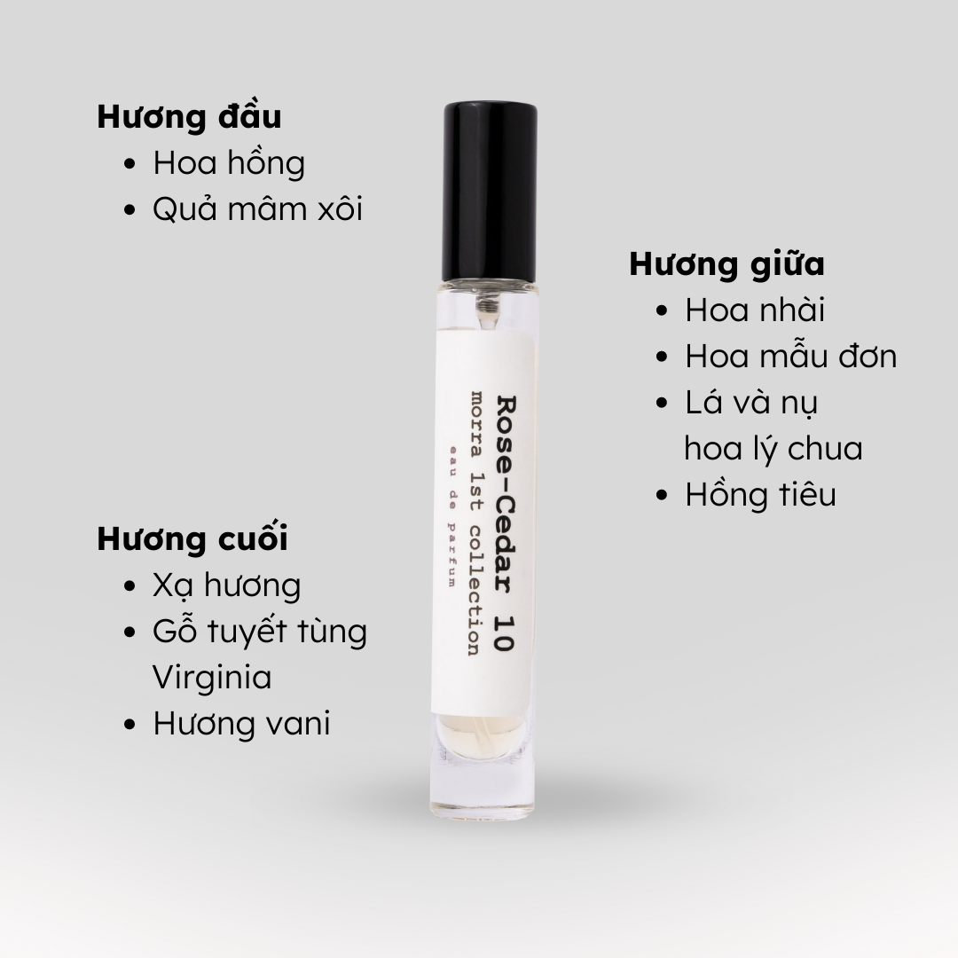 Bộ Đôi Nước Hoa Chính Hãng Morra Rose Cedar 10ml Nguyên Liệu Nhập Pháp Hương Hoa Cỏ Nữ Tính, Ngọt Ngào, Sang Trọng Và Quyến Rũ Lưu Hương Thơm Lâu