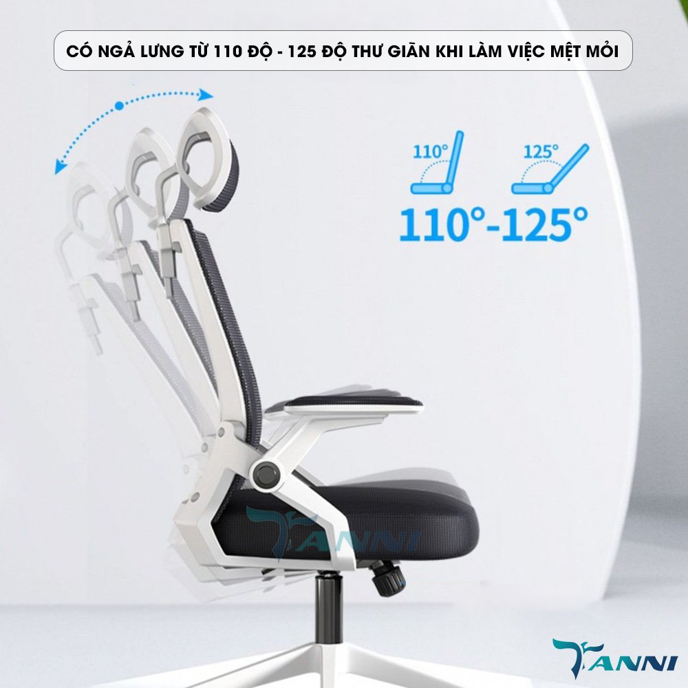 Ghế Xoay Văn Phòng Công Thái Học Có Ngả Lưng TANNI Premium 01 Plus, Ghế Làm Việc Ergonomic Cao Cấp Nhập Khẩu