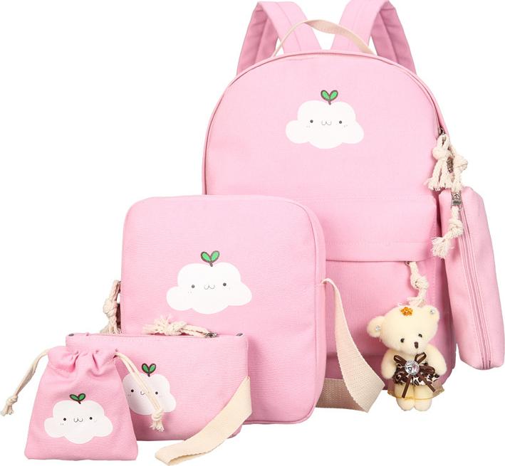 Set 5 món balo du lịch tiện ích họa tiết đám mây xinh