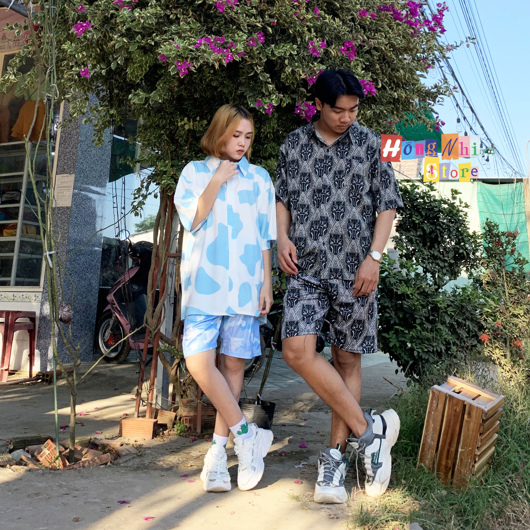 Quần Short Cartoon Unisex, Quần Đùi Hoạt Hình Loang Màu Phiên Bản Mới - MM