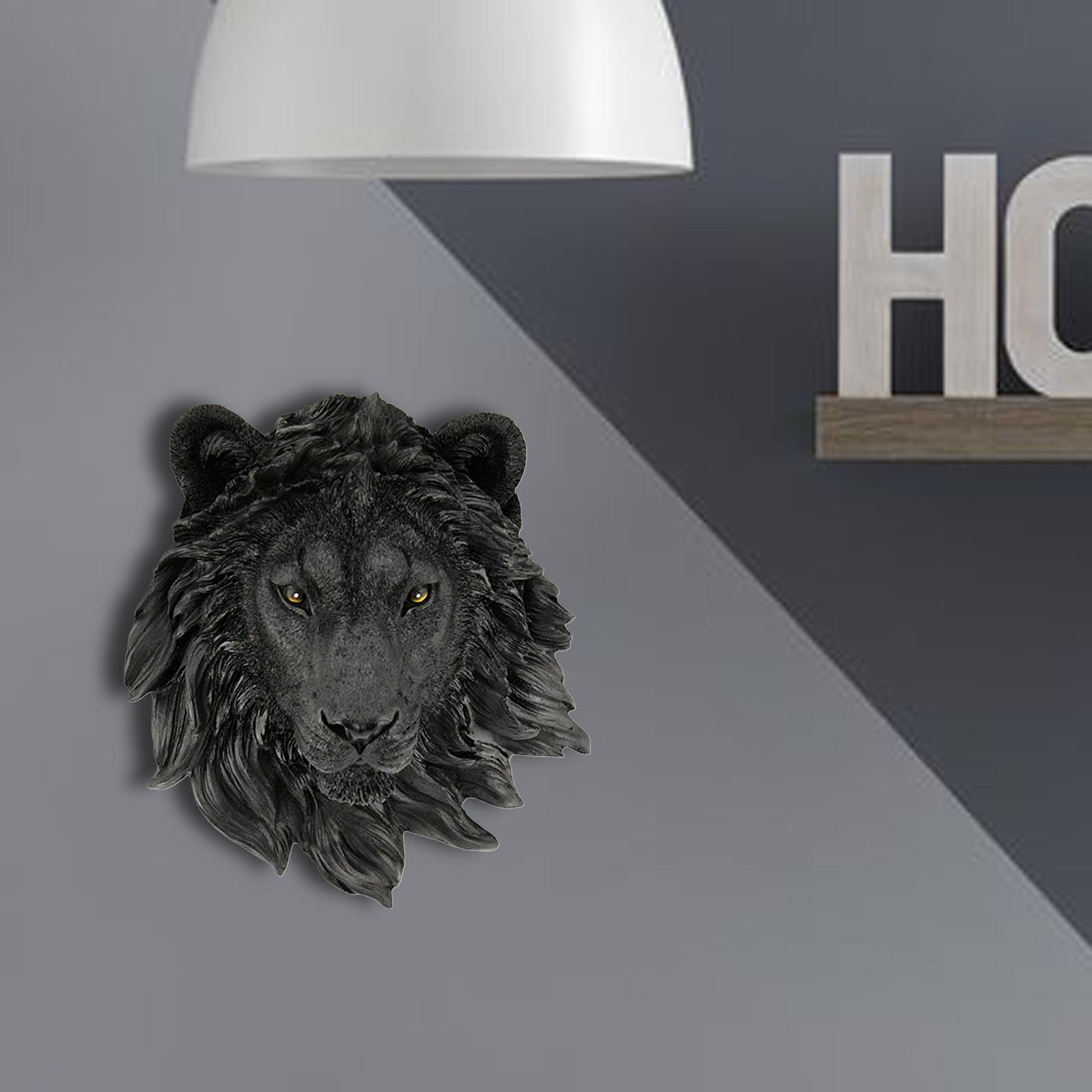 Resin Lion Head Statue, Animal Sculpture Wall Sculpture Wall Mount Gift for Home Decoration Living Room